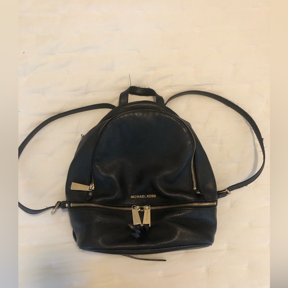 Michael Kors - Size Medium Black Leather Backpack - Picture 3 of 7